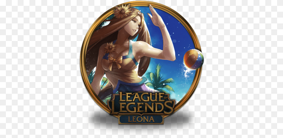 Leona Pool Party Unoff Icon League Of Legends Gold Border League Of Legends Summer Skins, Adult, Person, Woman, Female Png Image