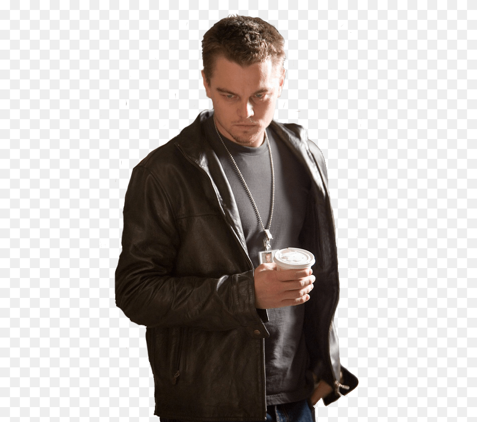 Leonardo Dicaprio Image Dicaprio The Departed, Clothing, Coat, Jacket, Cup Free Png