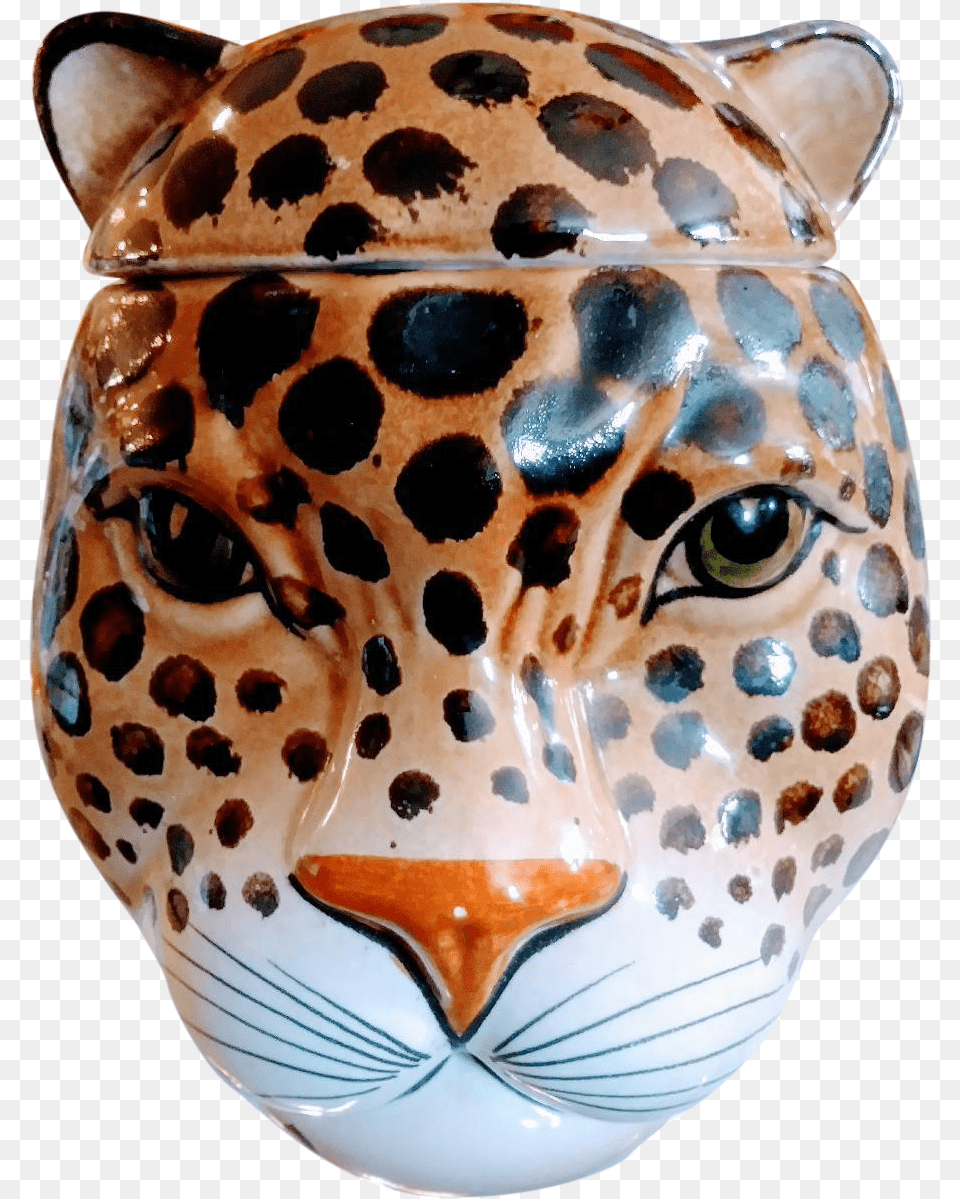 Leopard Face Image, Art, Jar, Porcelain, Pottery Free Png Download