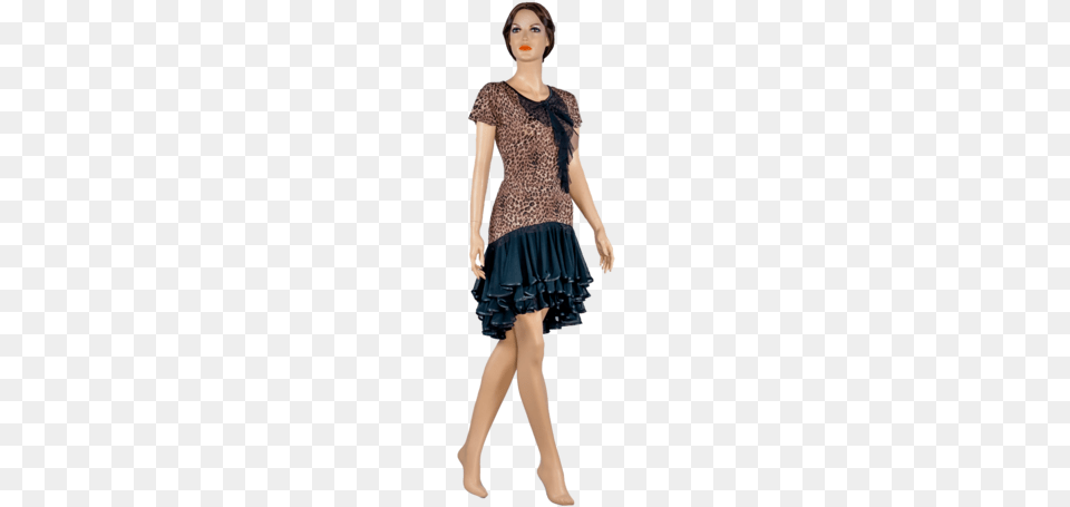 Leopard Print Frill Short Sleeves Blouse Dress, Clothing, Adult, Skirt, Person Png Image