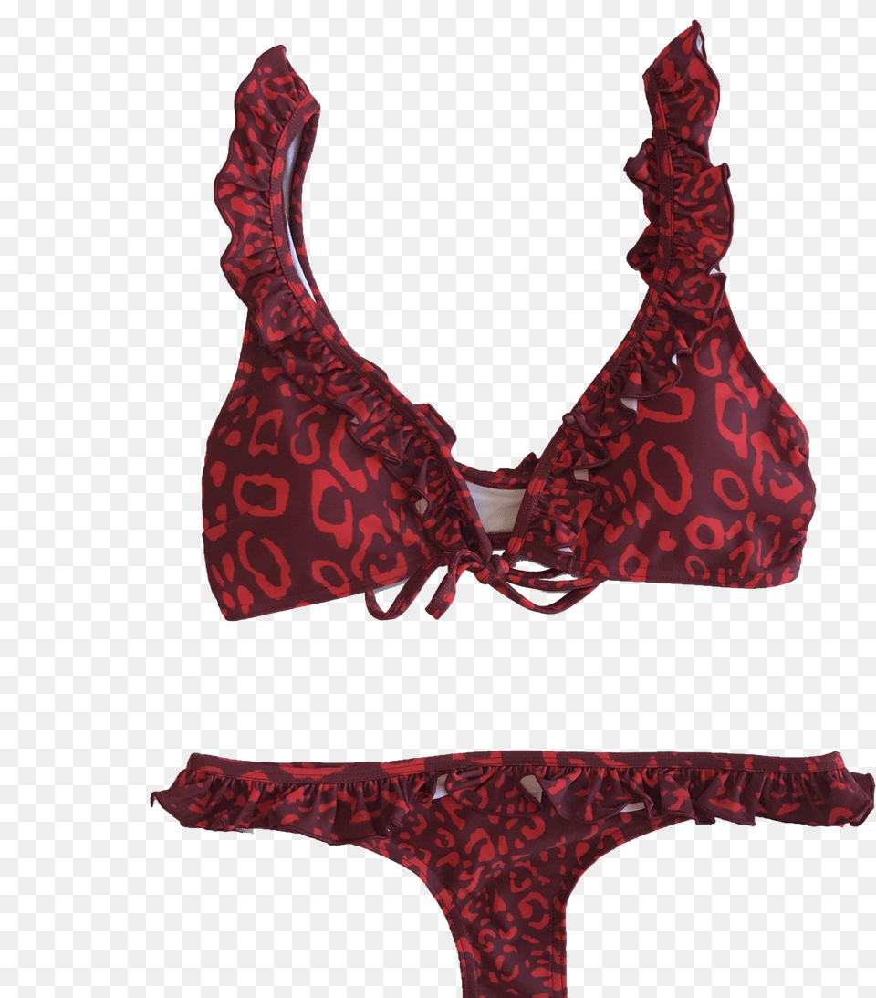 Leopard Red Bikini Lingerie Top, Bra, Clothing, Underwear, Smoke Pipe Free Transparent Png