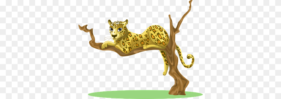 Leopard Tree Sitting Jungle Woods Environm Cartoon Cheetah In A Tree, Animal, Mammal, Wildlife, Panther Png