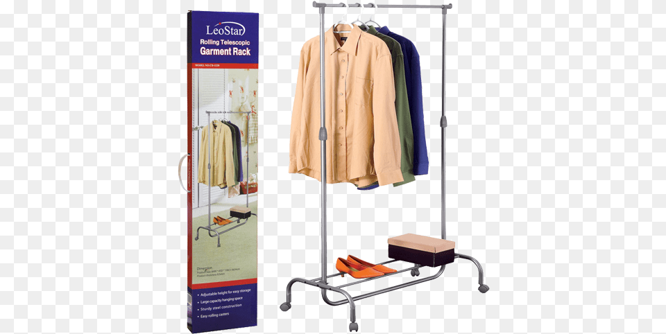 Leostar Cd 1220 Rolling Telescopic Garment Rack Clothes Hanger, Clothing, Coat, Furniture Free Png
