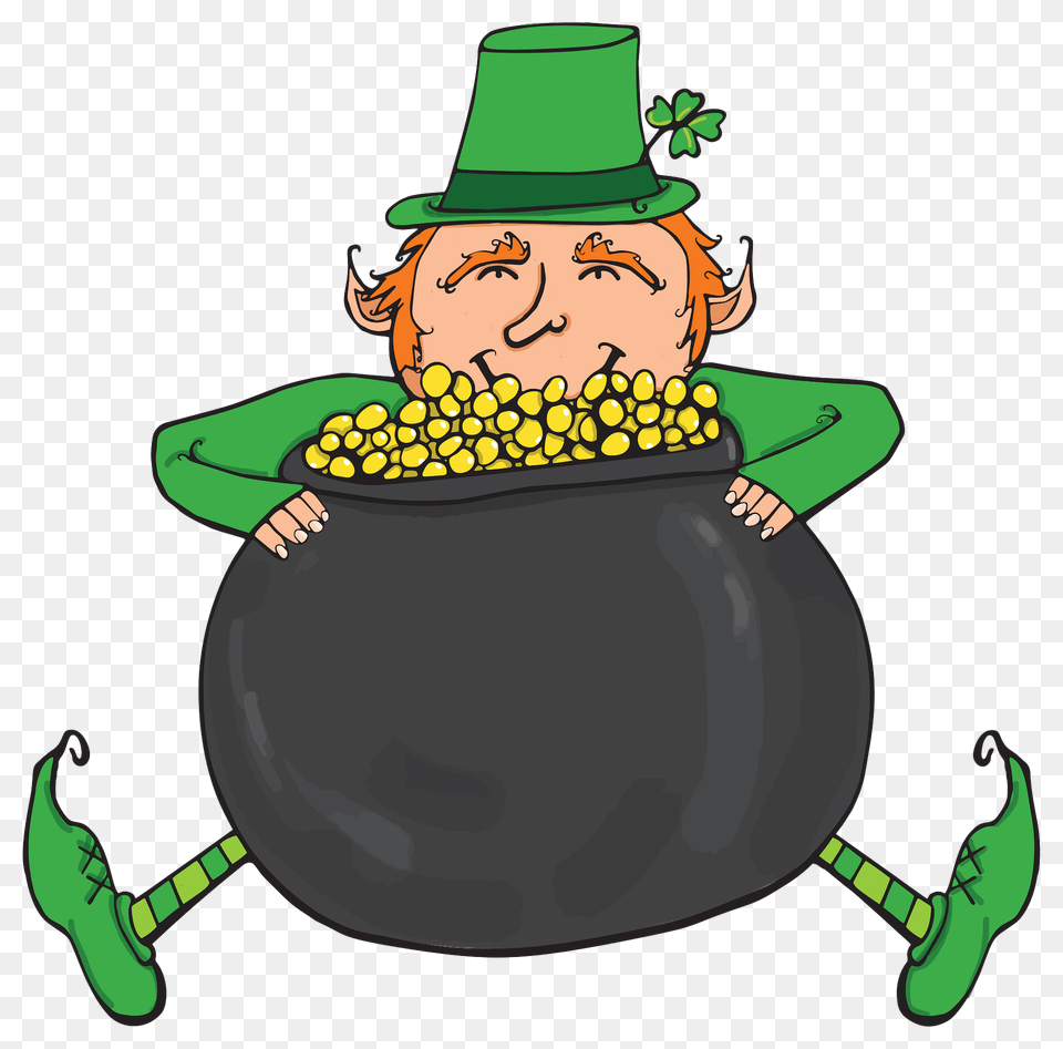 Leprechaun And Pot Of Gold Clipart, Clothing, Hat, Baby, Person Png