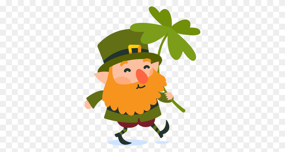 Leprechaun Carrying Clover Cartoon, Plant, Leaf, Animal, Mammal Png