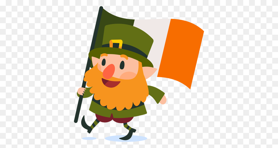 Leprechaun Carrying Irish Flag Cartoon, Baby, Person, Face, Head Free Png