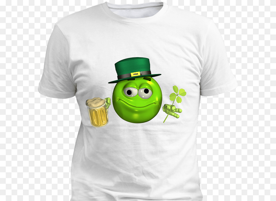 Leprechaun Emoticon Emoji With Beer Custom T Shirt Leprechaun Emoticon, Clothing, T-shirt, Hat, Sleeve Free Png Download