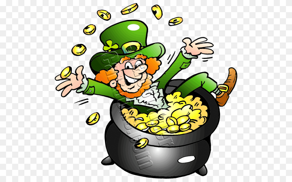 Leprechaun Sitting In Pot Of Gold, Baby, Person Png Image