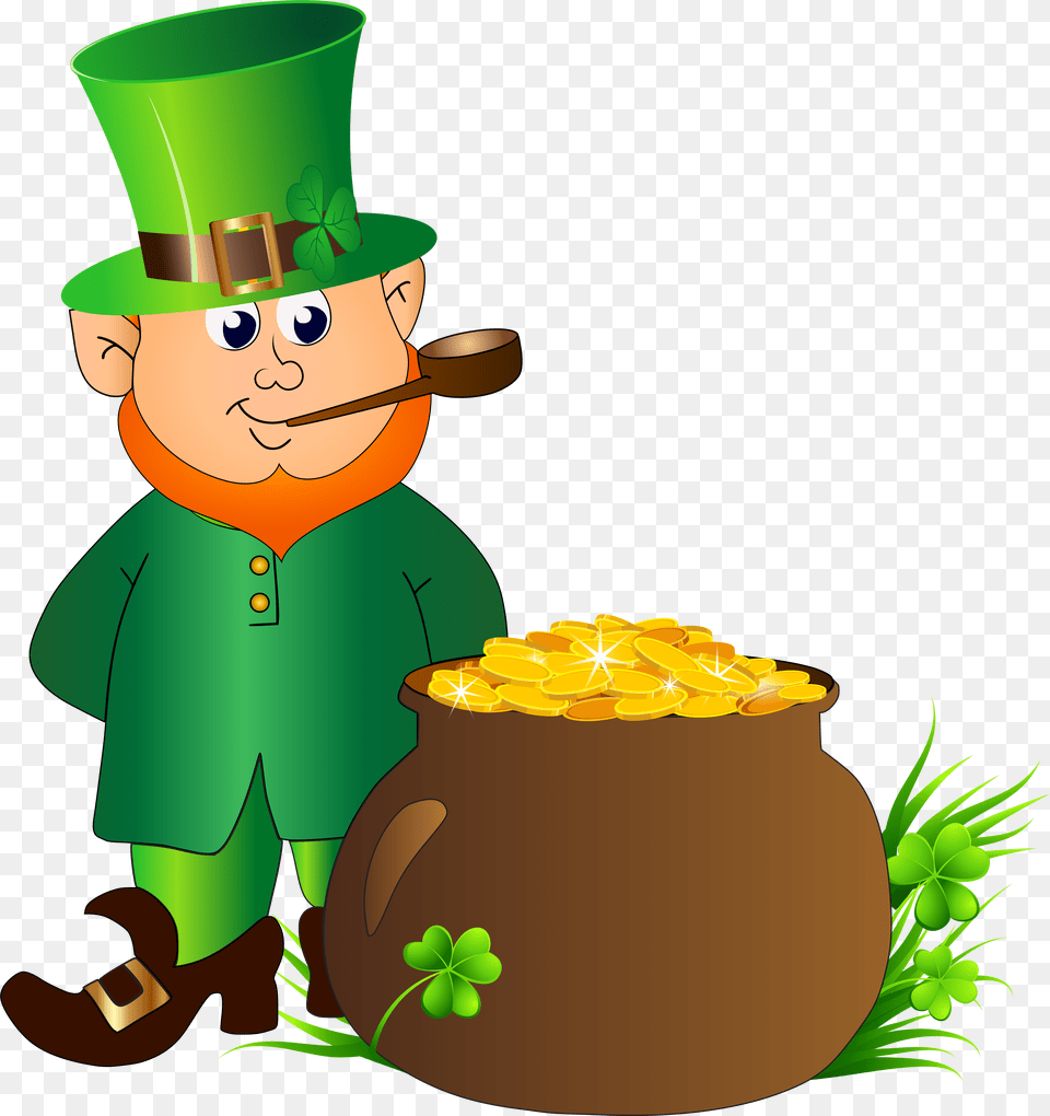 Leprechaun With Pot Of Gold Transparent Images, Cartoon, Face, Head, Person Png