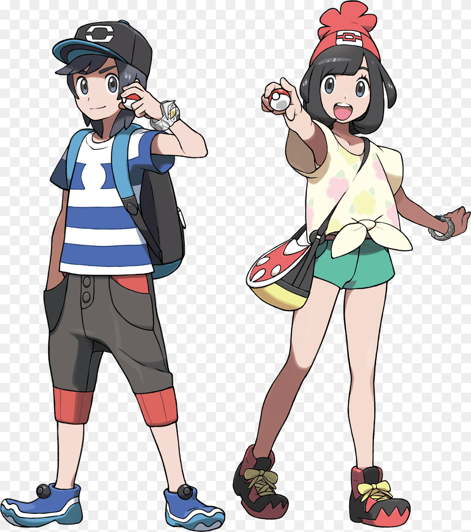Les Personnages Principaux Pokemon Sun Moon Protagonist, Shorts, Clothing, Female, Girl Free Png Download