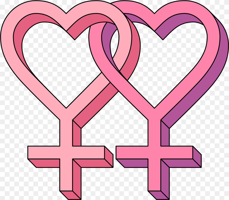 Lesbian Heart Symbol Lesbian Symbol Heart, Purple Free Png Download
