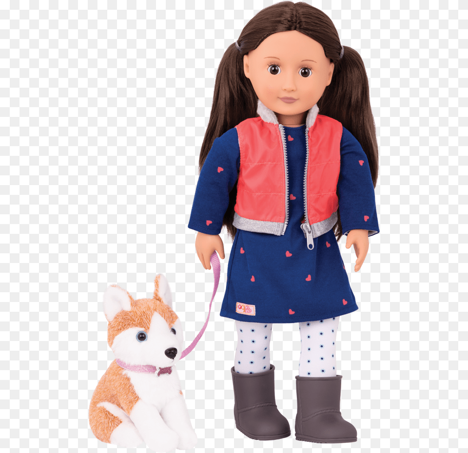 Leslie And Husky 18 Inch Doll And Pet, Toy, Person, Girl, Female Free Transparent Png