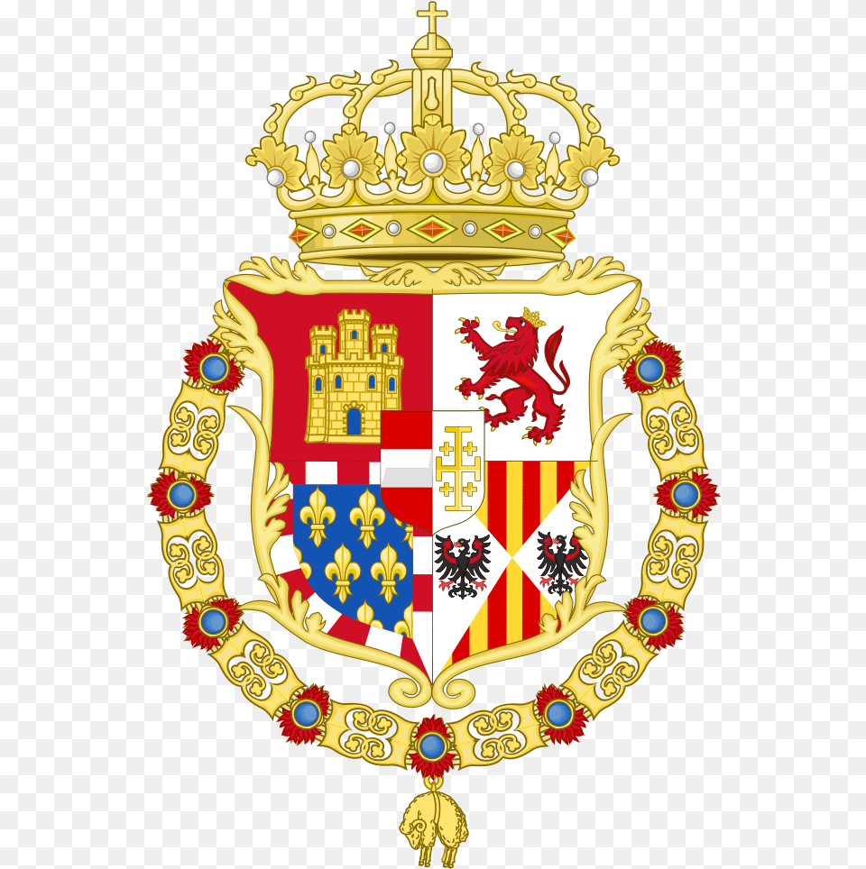 Lesser Coat Of Arms Of Charles V Of Naples And Iii, Badge, Logo, Symbol, Emblem Free Png Download