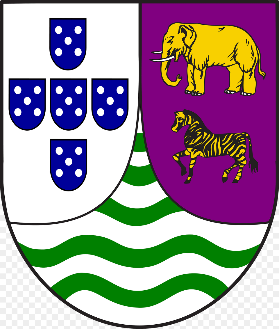 Lesser Coat Of Arms Of Portuguese West Africa Clipart, Animal, Elephant, Mammal, Wildlife Free Transparent Png