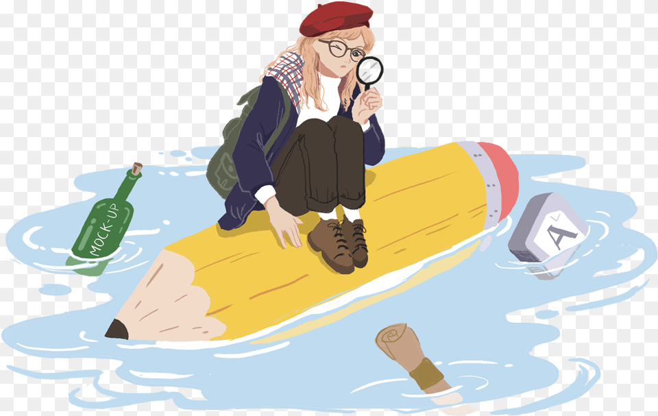 Let The Creative Adventure Begin Illustration, Watercraft, Vehicle, Transportation, Person Free Png