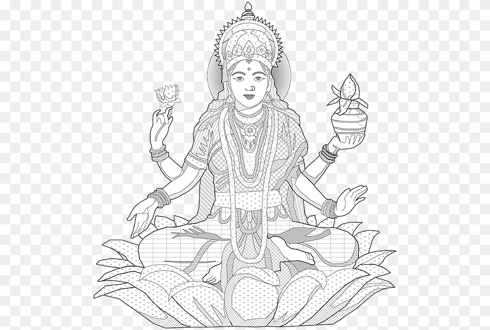 Let Us Now Move Into The Vibration Of The Goddess Lakshmi Illustration, Art, Drawing, Person, Face Free Png Download