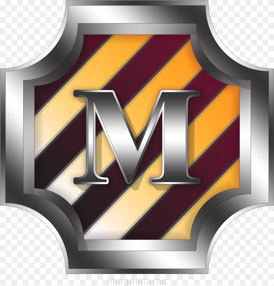 Letra M Em Placa Listrada Com Moldura De Metal Graphic Design, Logo, Armor, Symbol, Emblem Free Transparent Png