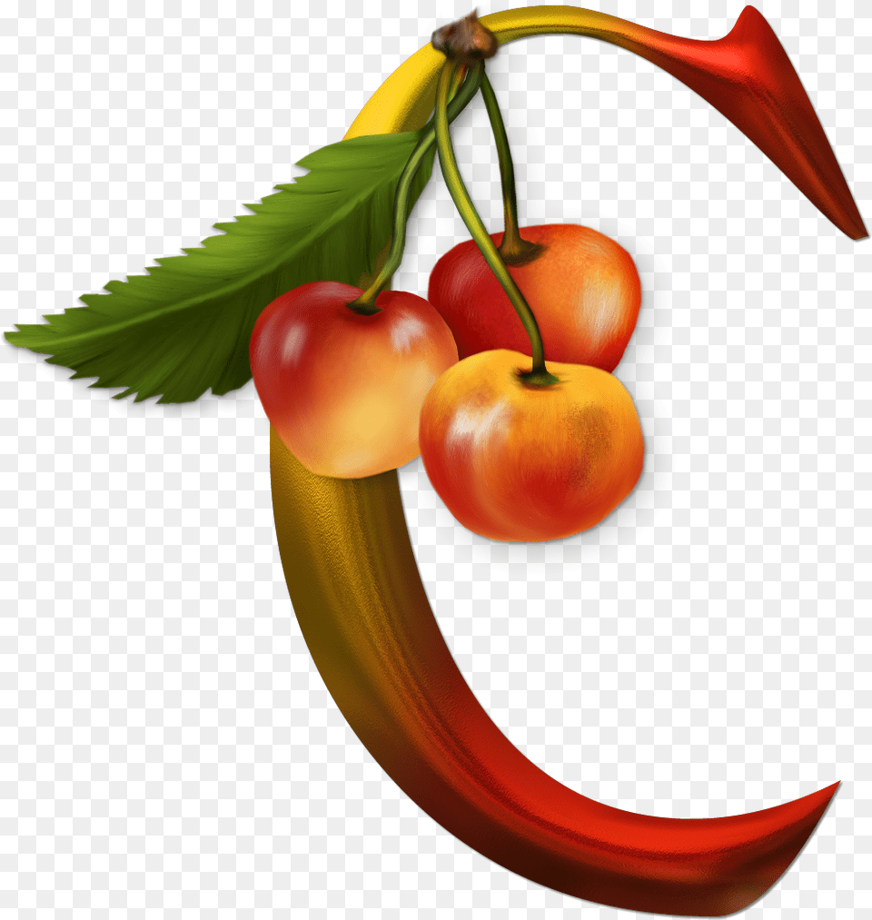 Letras Con Frutas Y Verduras, Cherry, Food, Fruit, Plant Png Image