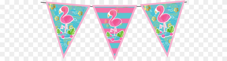 Letrero De Feliz Con Flamingos, Triangle, Banner, Text Free Png Download