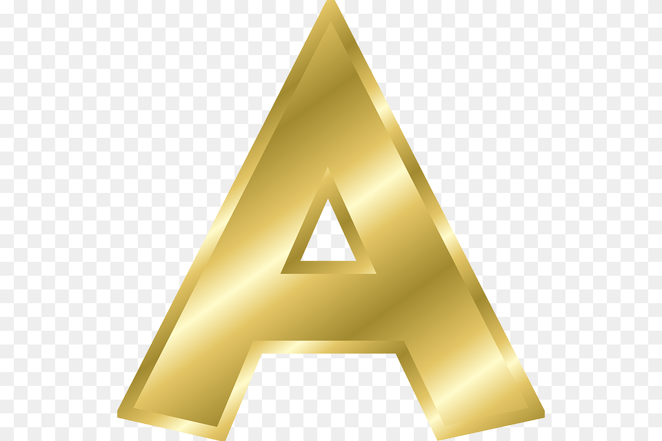 Letter A Capital Letter Alphabet Abc Gold, Triangle Png