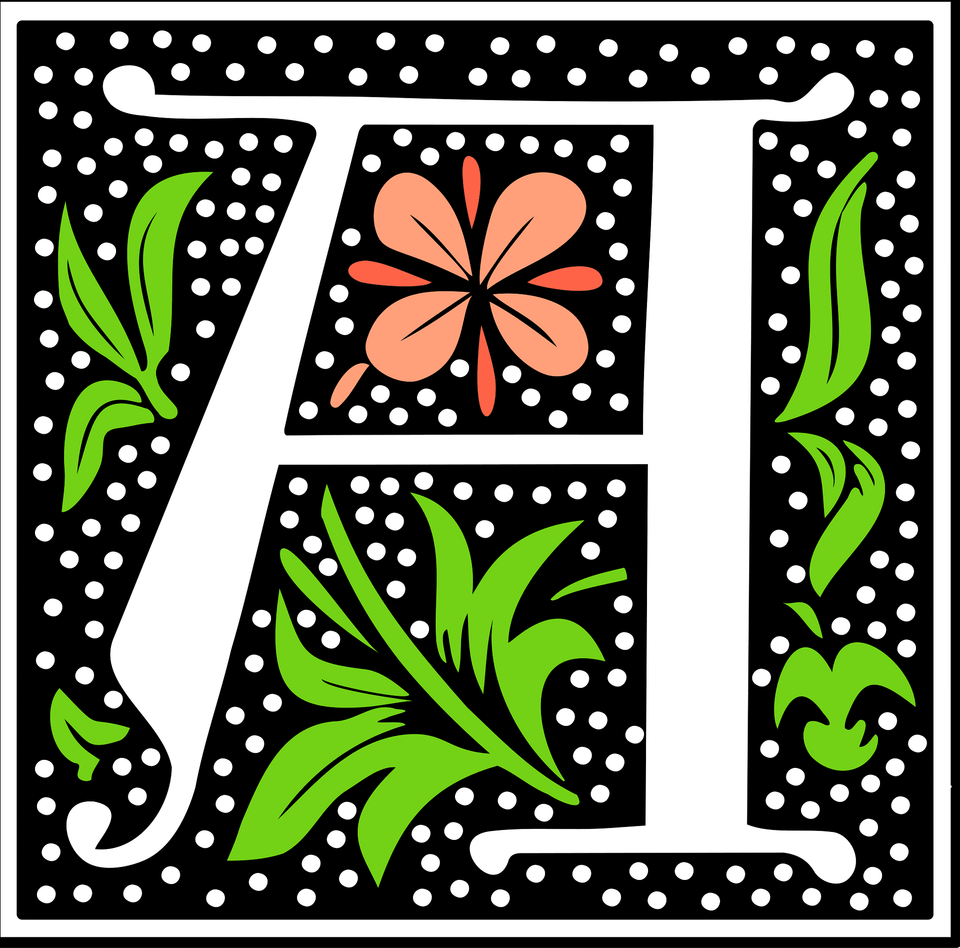 Letter A Vignette Clipart, Art, Graphics, Pattern, Floral Design Png Image