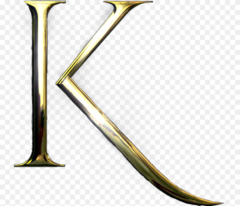 Letter Alphabet K K Gold Shine Glare Decal Weapon, Blade, Dagger, Knife, Trident Png Image
