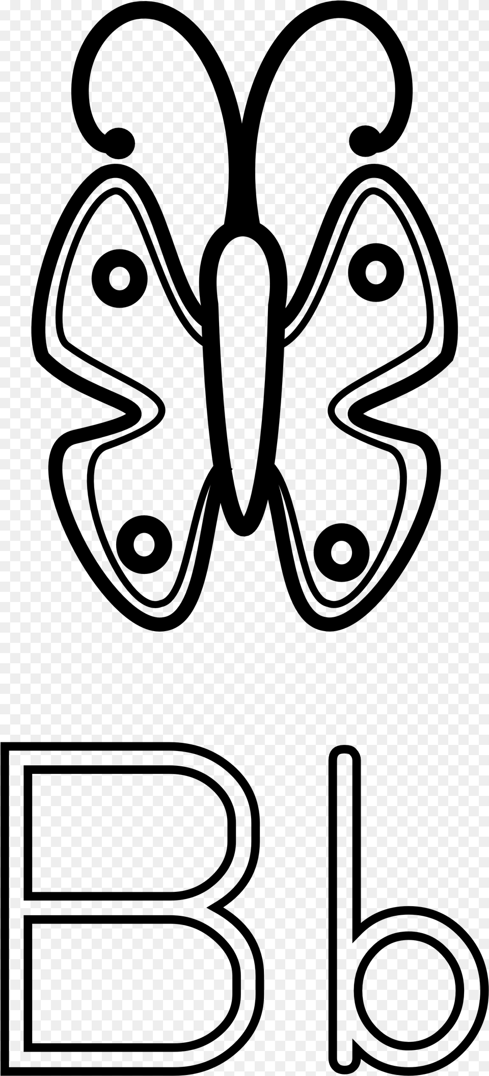 Letter B Clipart Black And White B Is For Butterfly, Gray Png