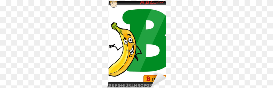 Letter B With Banana Cartoon Illustration Wall Mural Illustration, Food, Fruit, Plant, Produce Png