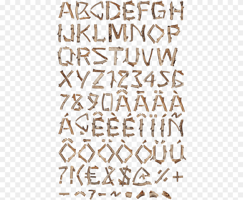 Letter Fonts Logs Twigs Free Motif, Text, Person, Animal, Invertebrate Png Image
