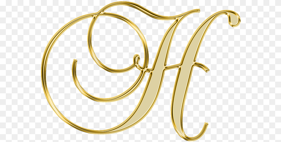Letter H In Gold, Calligraphy, Handwriting, Text, Smoke Pipe Free Transparent Png