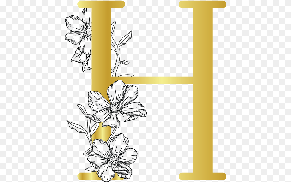 Letter H With Flower Design Free Png Download