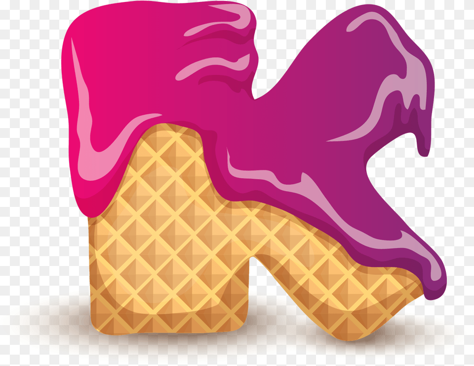 Letter K Commercial Use Ice Cream Cone Letter K, Dessert, Food, Icing, Ice Cream Png Image