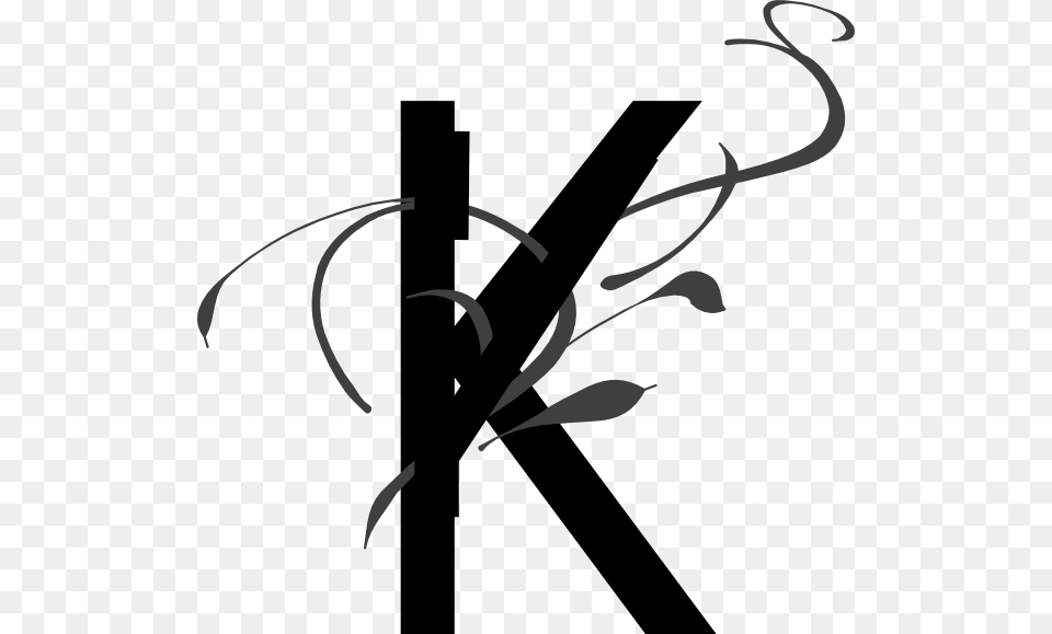 Letter K Fancy Letter K Transparent, Silhouette, Bow, Utility Pole, Weapon Free Png