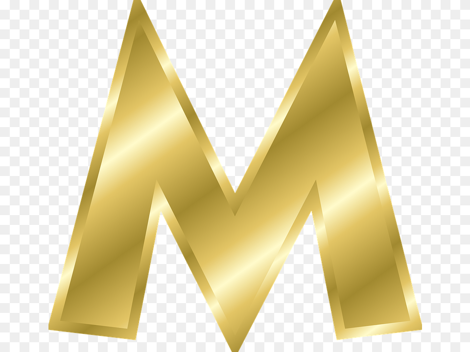 Letter M, Gold, Lighting, Blackboard Png Image