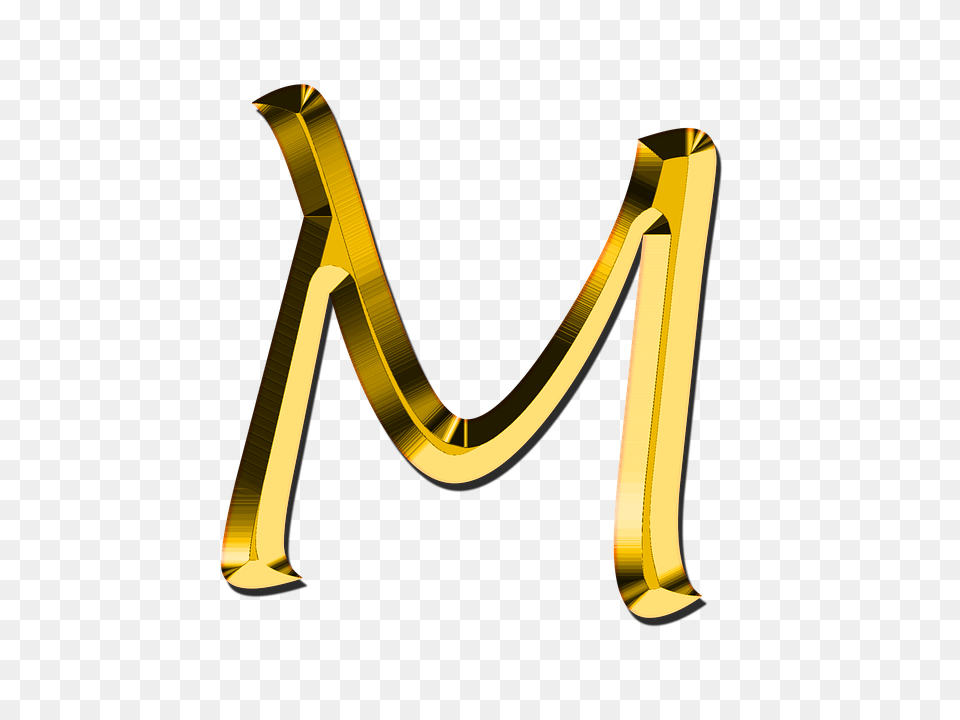 Letter M, Gold, Smoke Pipe, Text Png Image