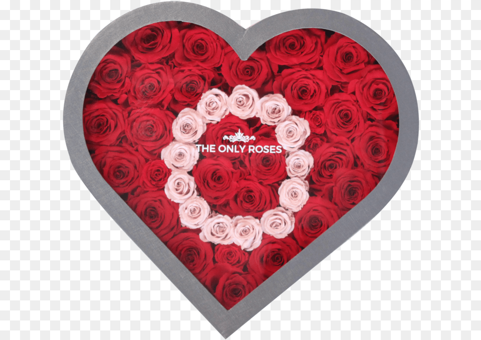 Letter O Pink U0026 Red Preserved Roses Large Heart Classic Grey Box Day Png