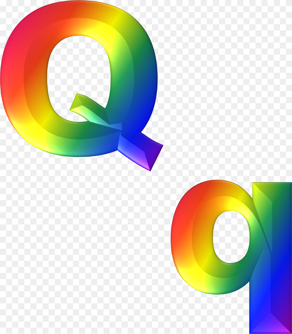 Letter Q 3d Abc Alphabet Rainbow Gradient Bright Alphabet Design Small Letter N, Art, Graphics, Text Png
