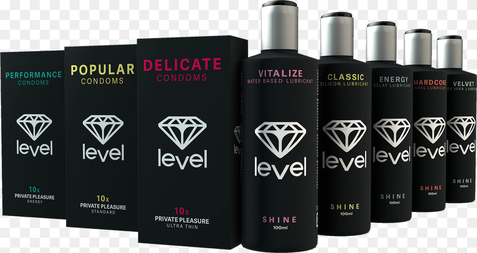Level Condoms And Lubricants Bottle, Cosmetics, Perfume Free Transparent Png