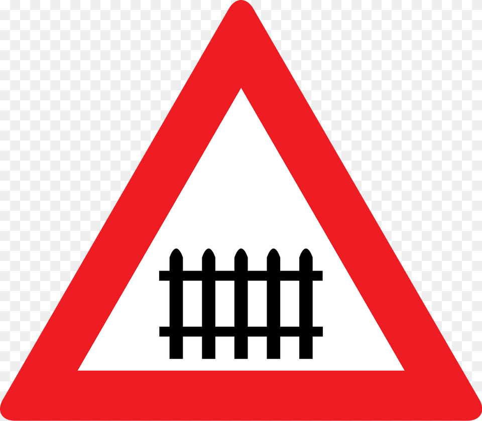 Level Crossing With Barriers Ahead Sign In Austria Clipart, Symbol, Road Sign Png Image