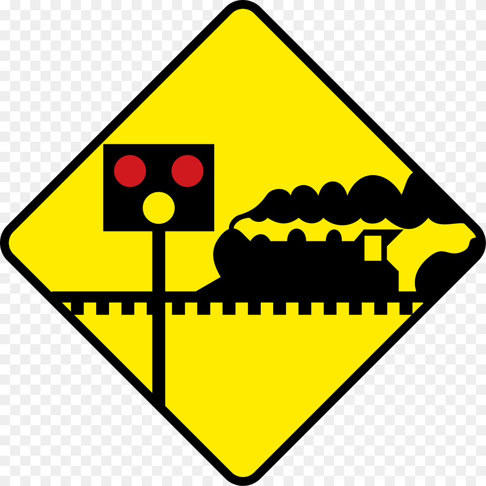 Level Crossing With Barriers Ahead Sign In Ireland Clipart, Symbol, Road Sign, Light, Traffic Light Free Png