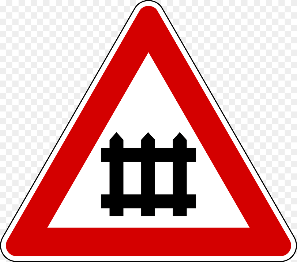 Level Crossing With Barriers Ahead Sign In Italy Clipart, Symbol, Road Sign Png Image