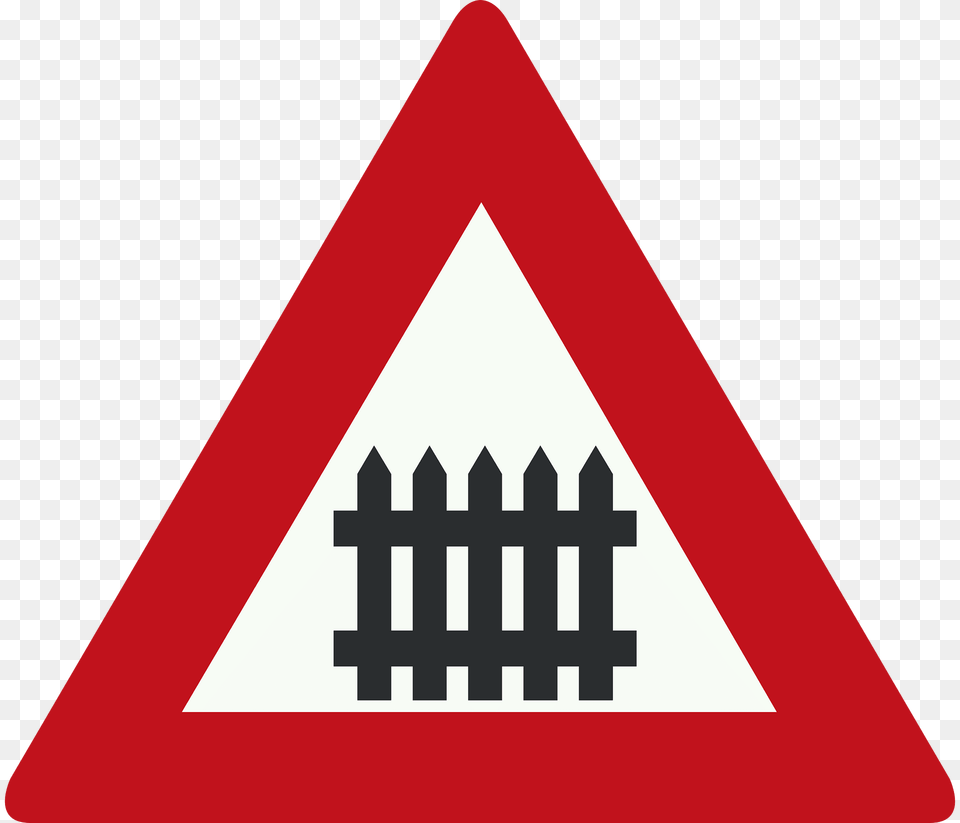Level Crossing With Barriers Ahead Sign In Netherlands Clipart, Symbol, Road Sign Free Transparent Png