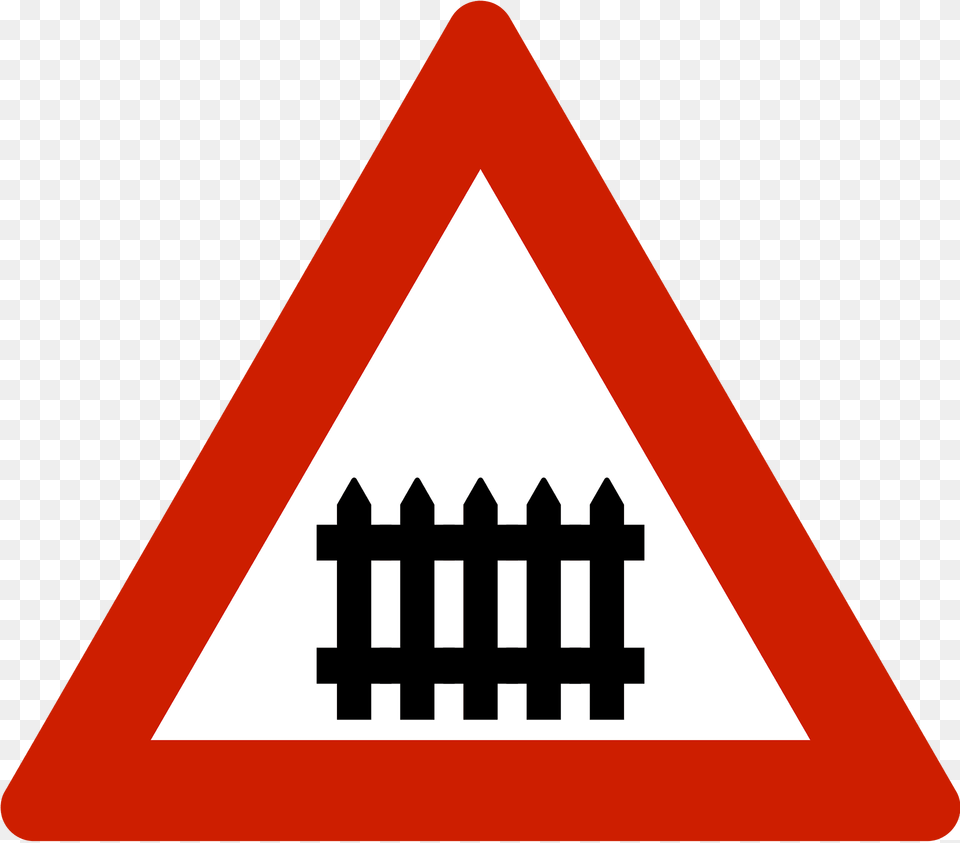 Level Crossing With Barriers Ahead Sign In Norway Clipart, Symbol, Road Sign Free Png Download