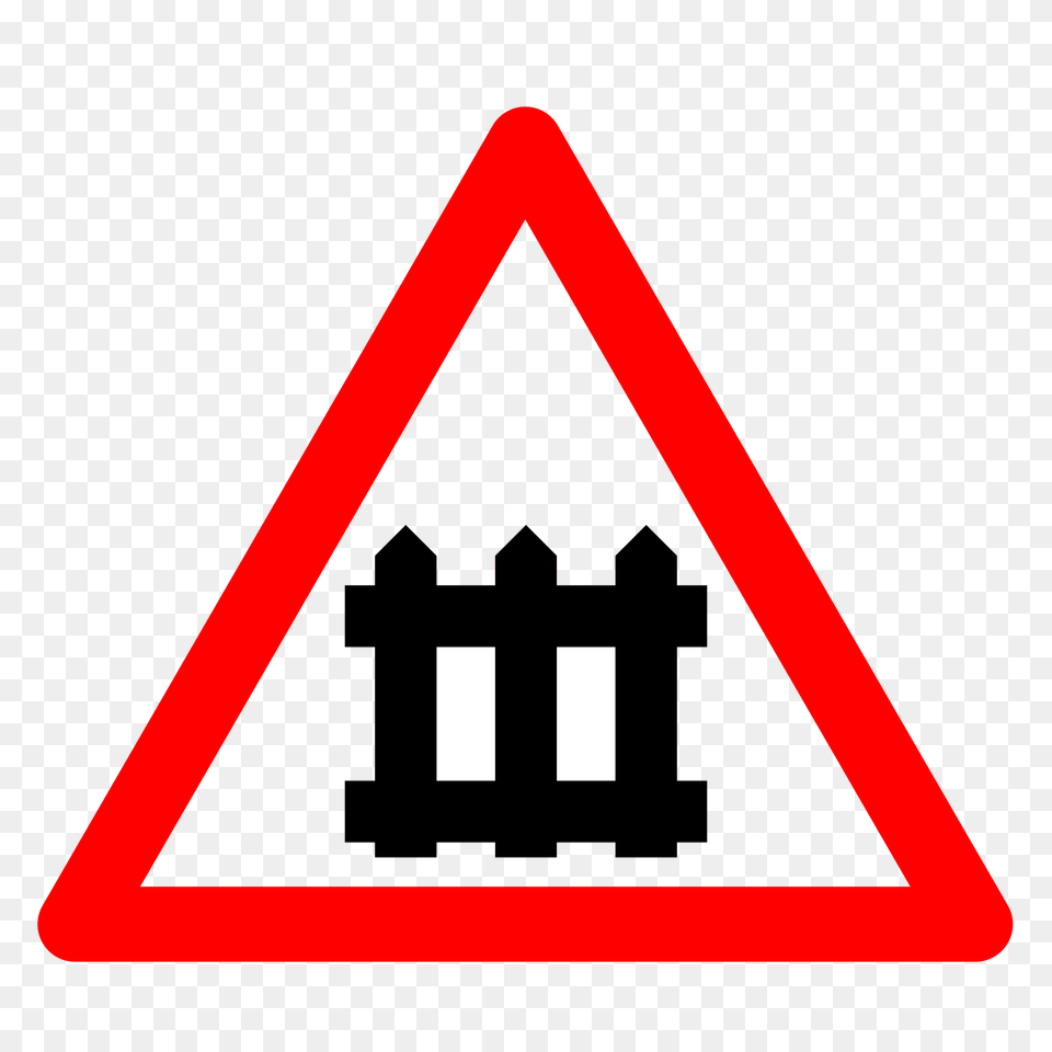 Level Crossing With Barriers Ahead Sign In Spain Clipart, Symbol, Road Sign, Dynamite, Weapon Free Png