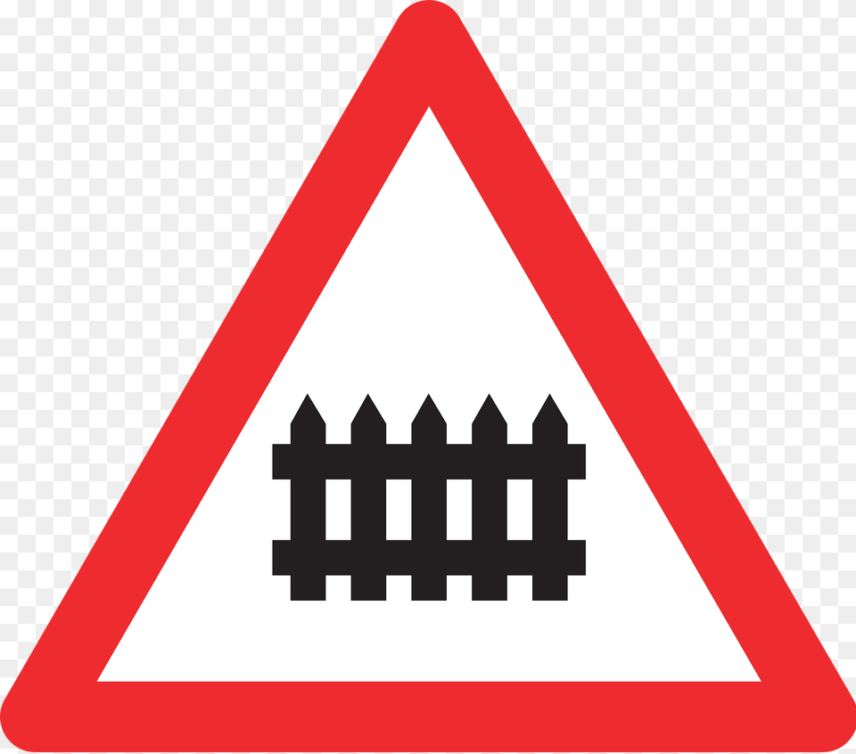 Level Crossing With Barriers Ahead Sign In Switzerland Clipart, Symbol, Road Sign Free Png Download