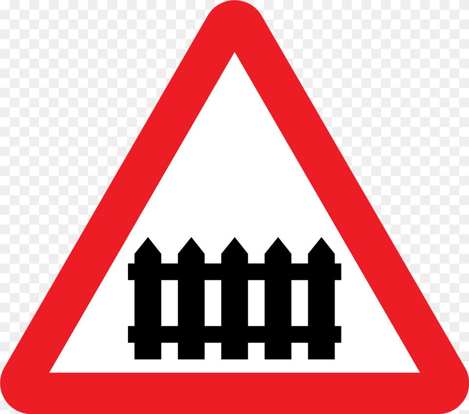 Level Crossing With Barriers Ahead Sign In Uk Clipart, Symbol, Road Sign, Dynamite, Weapon Free Png