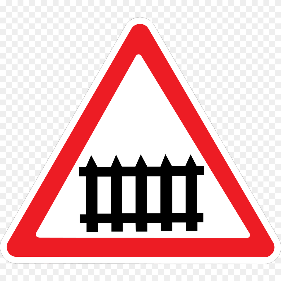 Level Crossing With Barriers Ahead Sign In Ukraine Clipart, Symbol, Road Sign Free Png Download