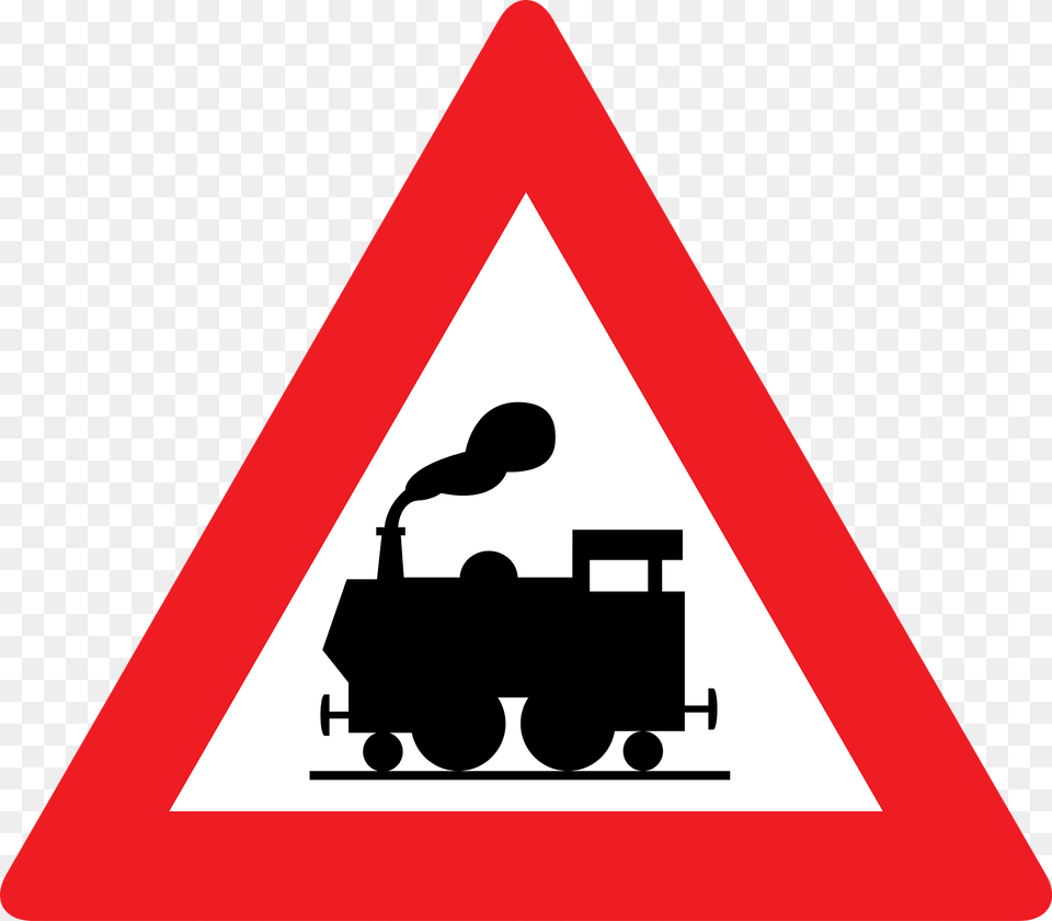 Level Crossing Without Barriers Ahead Sign In Austria Clipart, Symbol, Road Sign Png