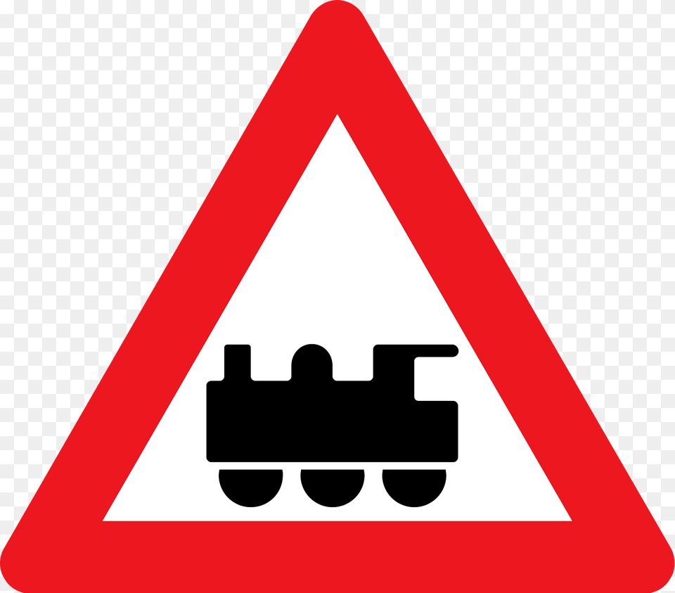 Level Crossing Without Barriers Ahead Sign In Denmark Clipart, Symbol, Road Sign Png Image