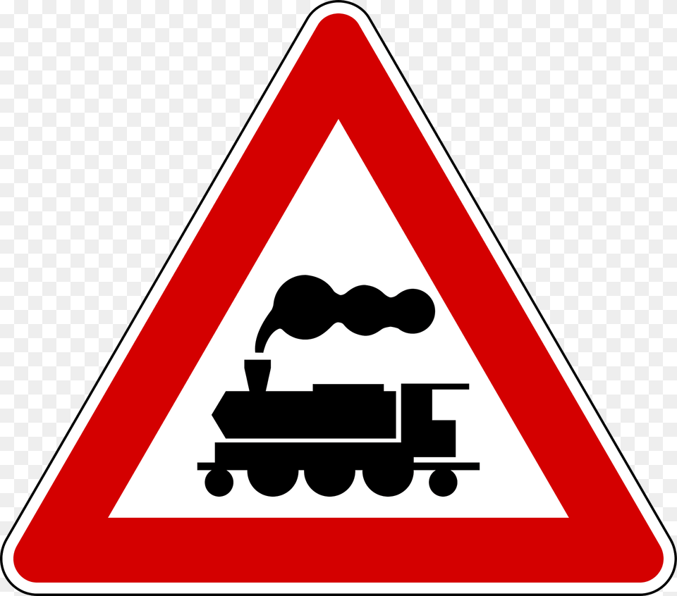 Level Crossing Without Barriers Ahead Sign In Italy Clipart, Symbol, Road Sign Free Transparent Png